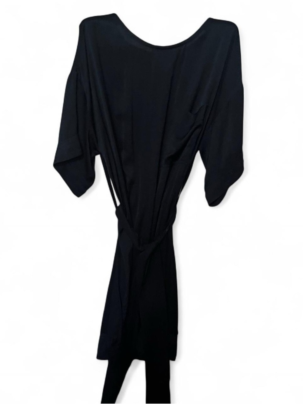 Lanvin Paris AW 2009 black tie belt midi dress shift M vintage
